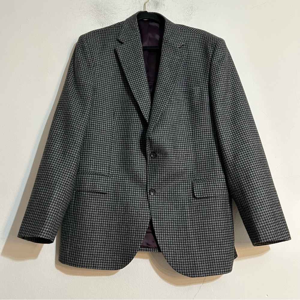 Jack Victor Wool Plaid Single Breasted Sport Coat Jacket 44R Office Work Formal